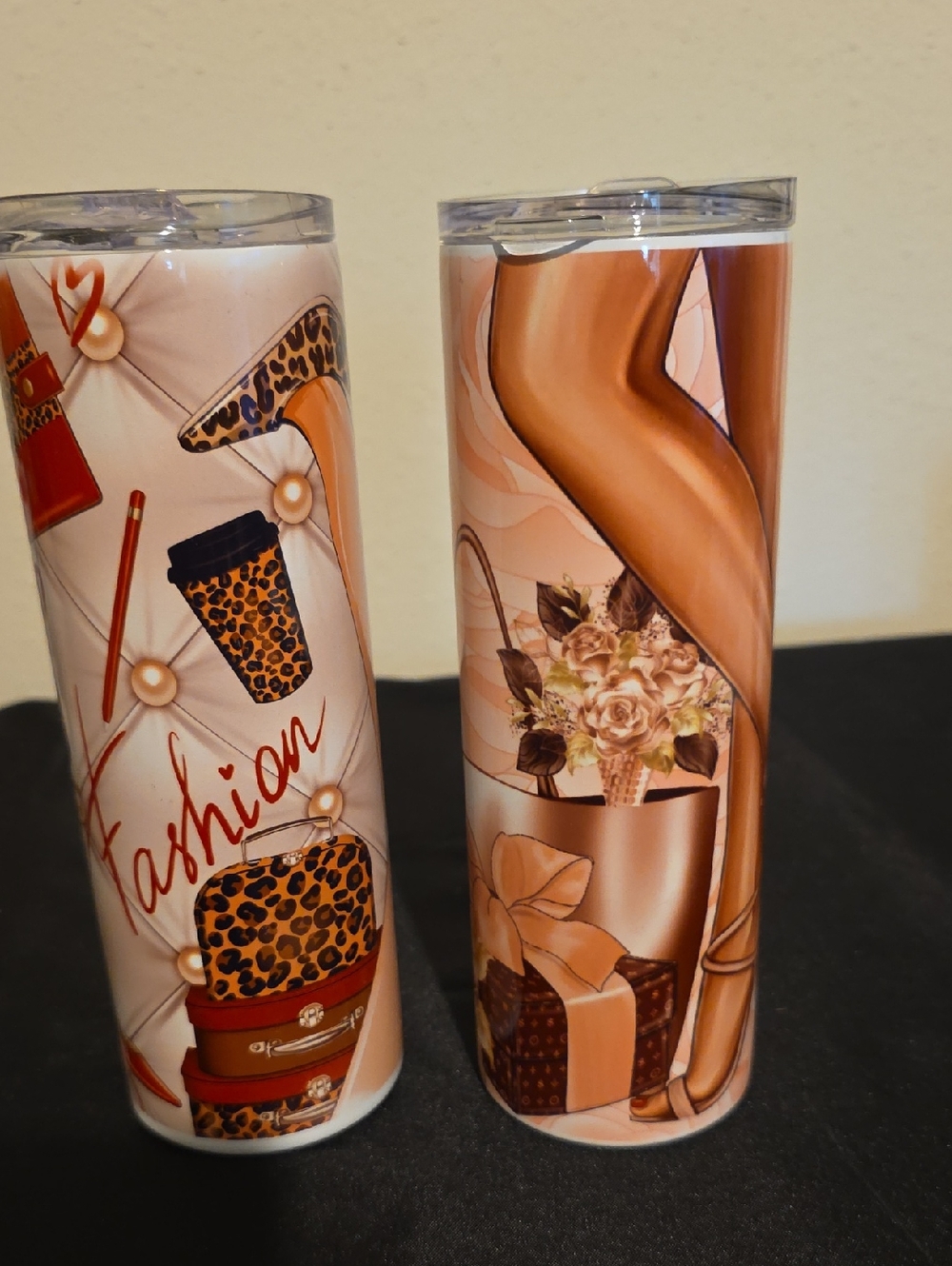Fashion Leopard Print Tall Tumbler - Blush & Gold Set - Picture 4 of 12